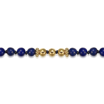 14K Yellow Gold Lapis Beads Bracelet
