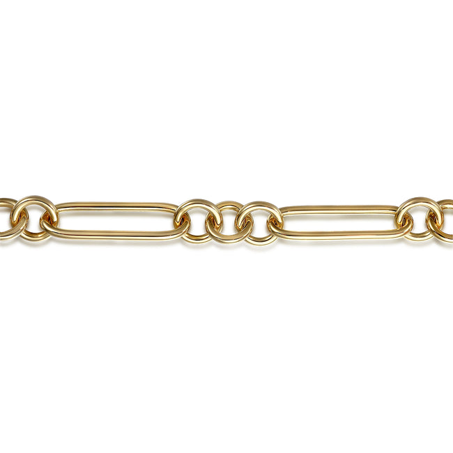 14K Yellow Gold Hollow Tube Link Chain Bracelet