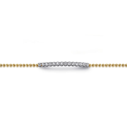 14K White and Yellow Gold White Sapphire Bar Bracelet
