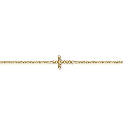 14K Yellow Plain Gold Bujukan Cross Bracelet