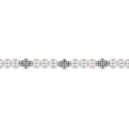 925 Sterling Silver Bujukan Pearl Station Bracelet