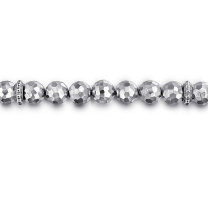 8mm Sterling Silver Faceted Bead Bracelet
