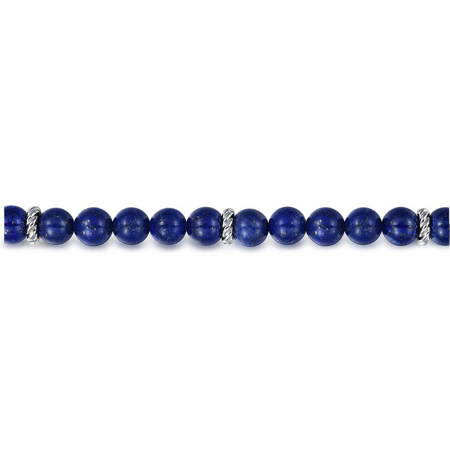 Sterling Silver and 8mm Lapis Beaded Bracelet