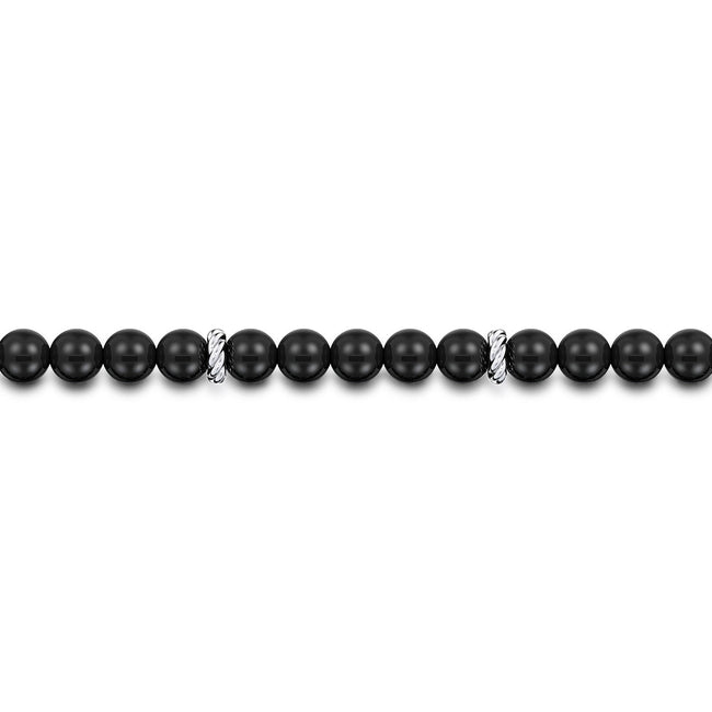 Sterling Silver and 6mm Onyx Beaded Bracelet
