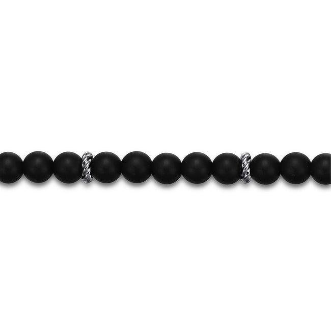 Sterling Silver and 6mm Matte Onyx Beaded Bracelet