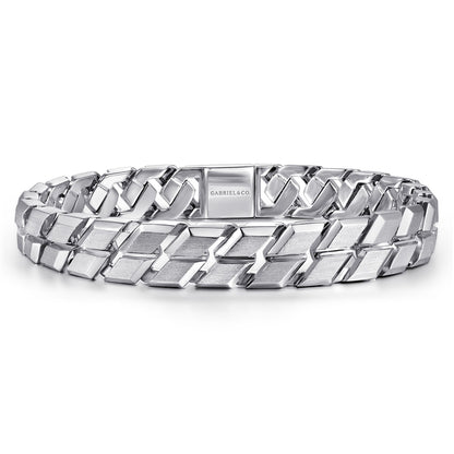 10mm 925 Sterling Silver Herringbone Men's Bracelet