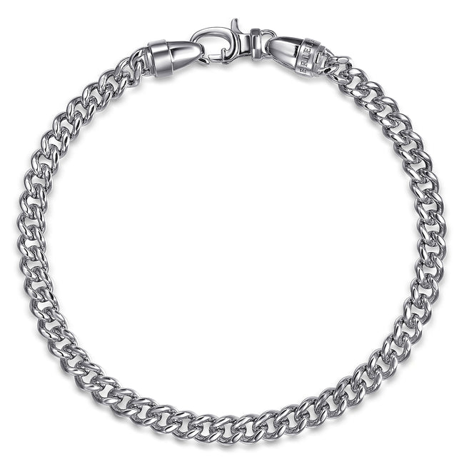 5mm 925 Sterling Silver Solid Mens Cuban Chain Bracelet