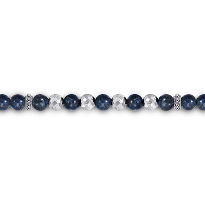 925 Sterling Silver and 6mm Pietersite Beaded Men's Bracelet