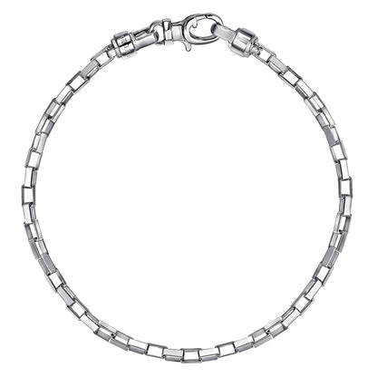 2.5mm Width 925 Sterling Solid Silver Men's Box Chain Bracelet