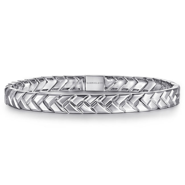 925 Sterling Silver 7mm Width Herringbone Mens Bracelet