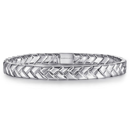 925 Sterling Silver 7mm Width Herringbone Mens Bracelet