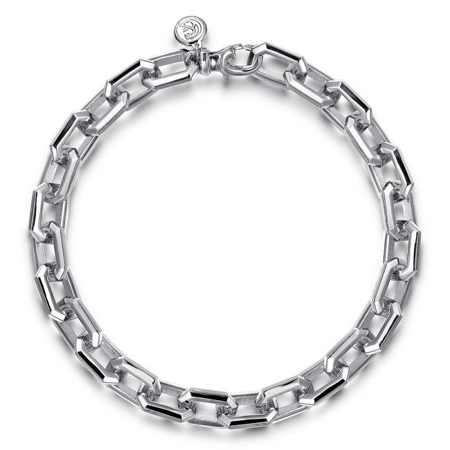 925 Sterling Silver Faceted Chain Bracelet