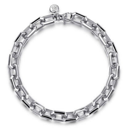 925 Sterling Silver Faceted Chain Bracelet