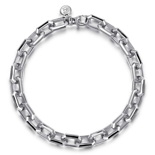 925 Sterling Silver Faceted Chain Bracelet