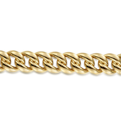 14K Yellow Gold 14mm Width Classic Plain Men's Cuban Bracelet