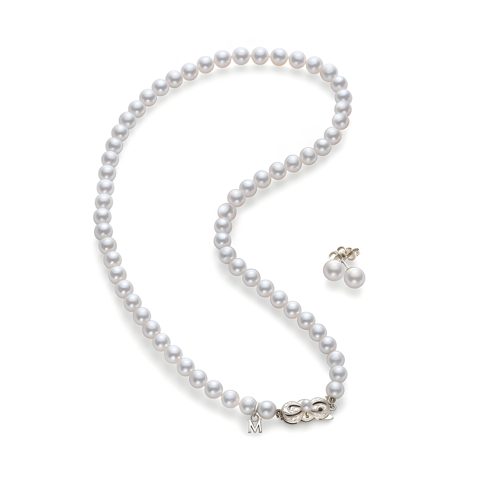 Akoya Cultured Pearl 18 Inch Two-Piece Set in 18K White Gold