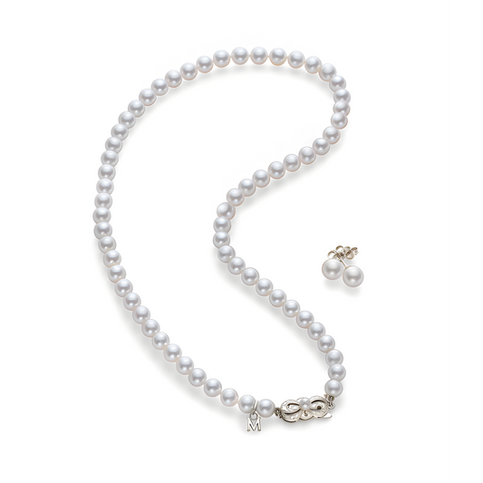 Akoya Cultured Pearl 18 Inch Two-Piece Set in 18K White Gold