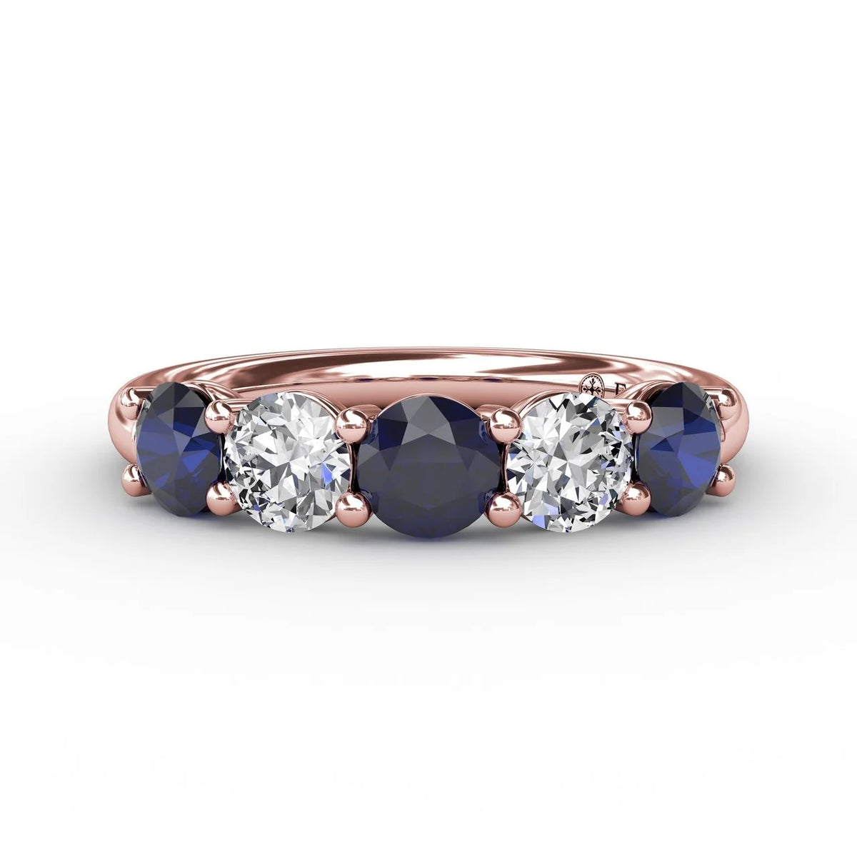 Chunky Sapphire and  Shared Prong Anniversary Band