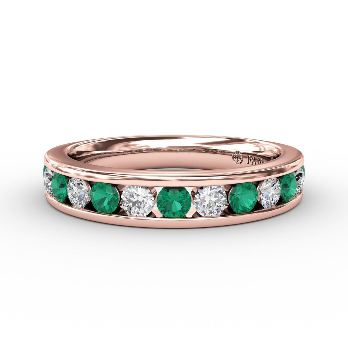 Single Row Emerald and Diamond Band