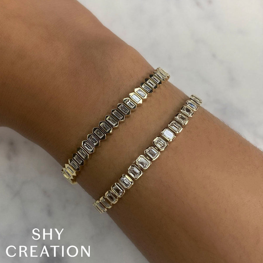 1.70CT 14K Y/G DIAMOND BAGUETTE BANGLE