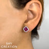 0.33CT DIAMOND & 2.03CT RUBY 14K W/G CLOVER STUD EARRING