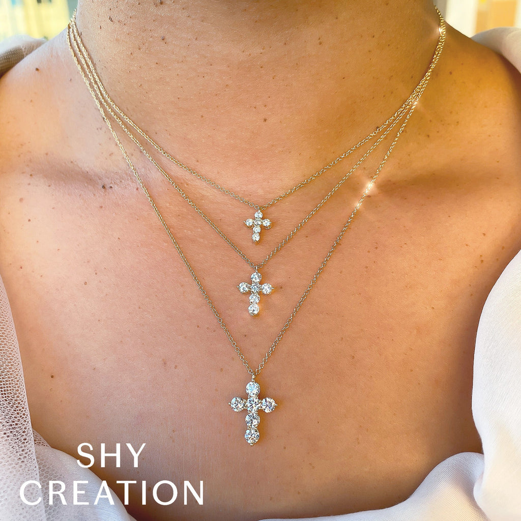 0.50CT 14K Y/G DIAMOND CROSS NECKLACE