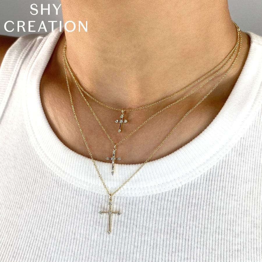 0.13CT 14K Y/G DIAMOND CROSS NECKLACE