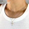 0.13CT 14K Y/G DIAMOND CROSS NECKLACE