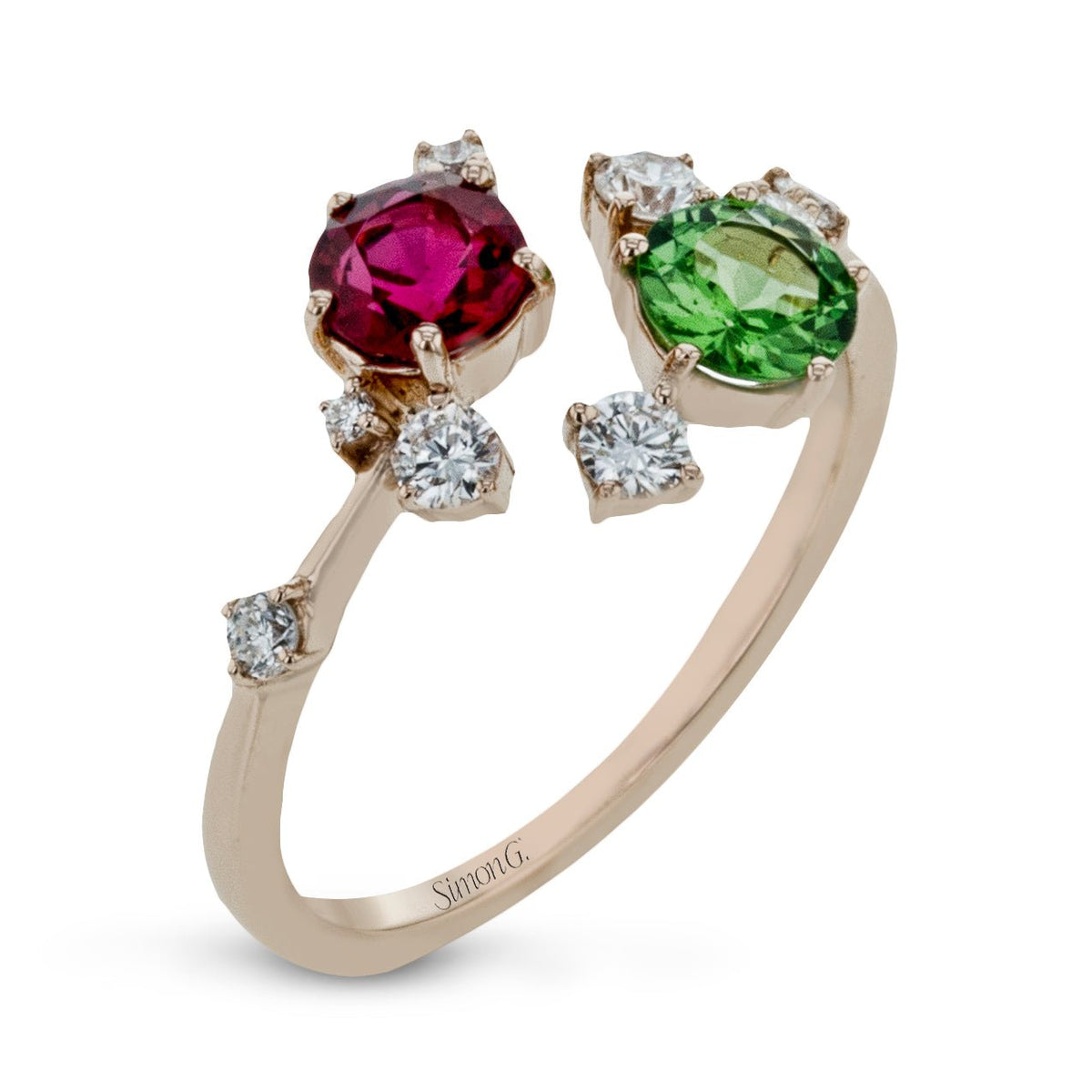 Color Ring in 18k Gold with Diamonds - Simon G. Jewelry