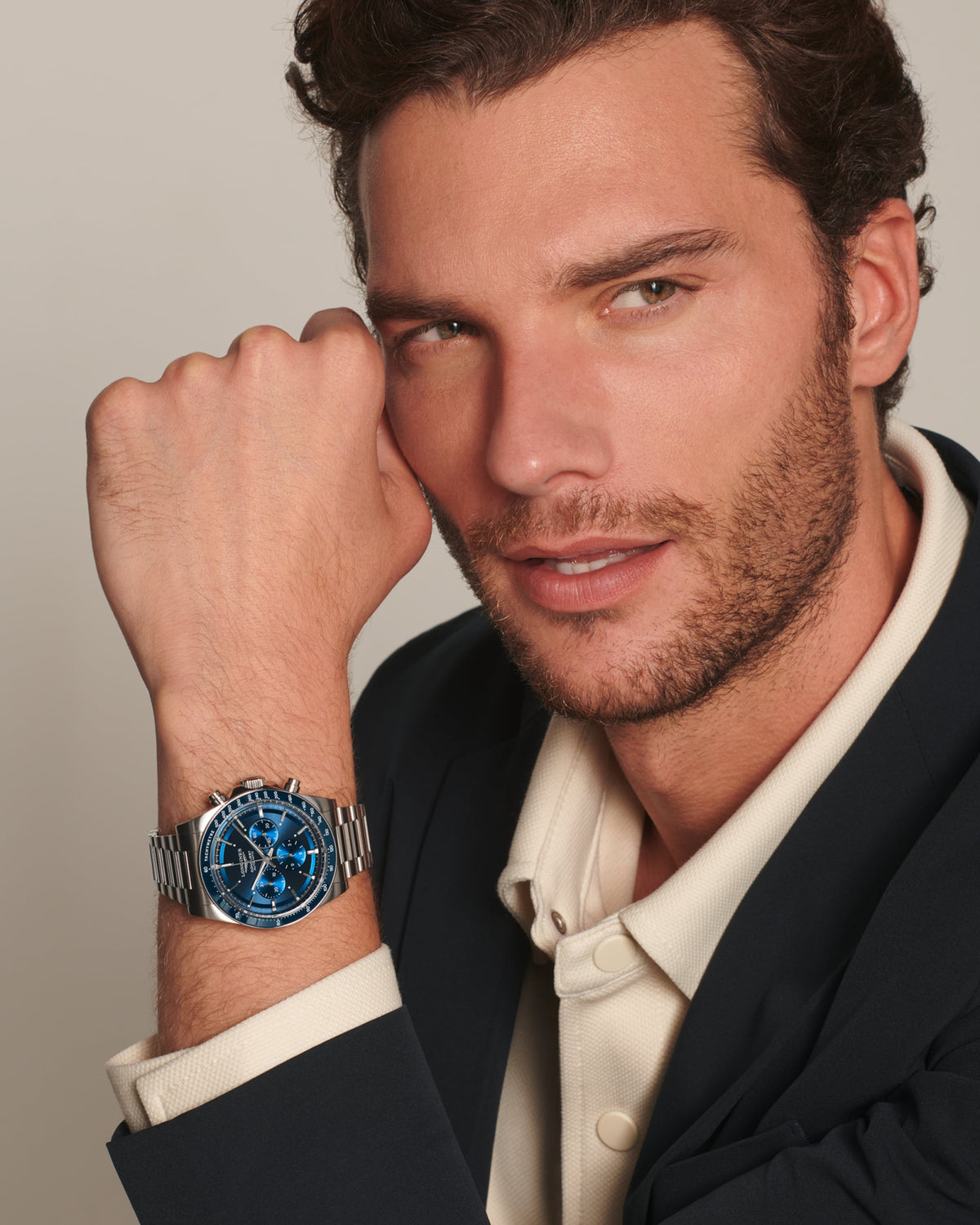 Conquest Chronograph 42.00 mm Sunray blue Stainless steel and ceramic bezel L38354926 L3.835.4.92.6 back view