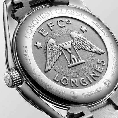 Conquest Classic 34.00 mm Black mother-of-pearl Stainless steel L23864886 L2.386.4.88.6 back view