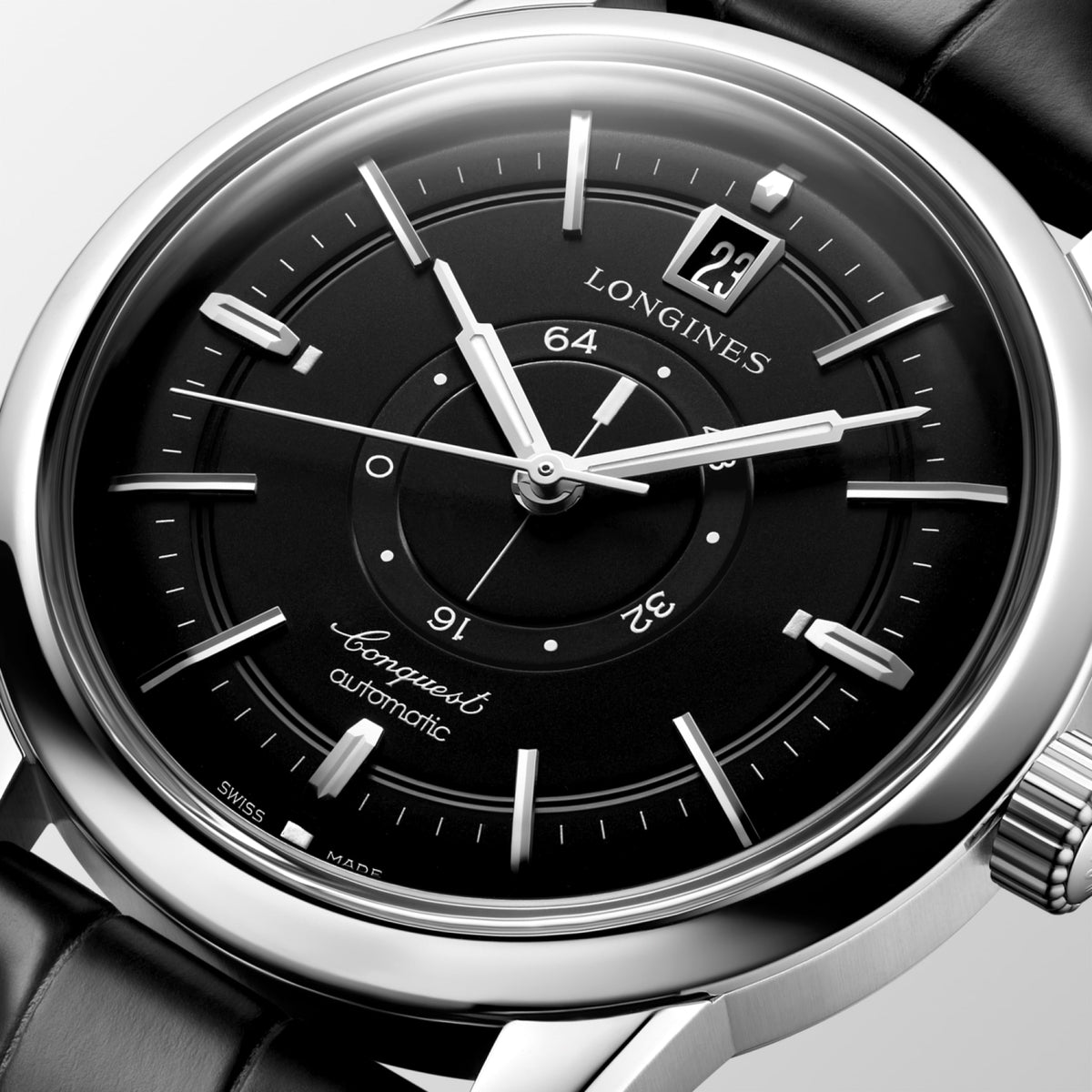 Conquest Heritage Central Power Reserve 38.00 mm Black Stainless steel L16484522 L1.648.4.52.2 detailed view