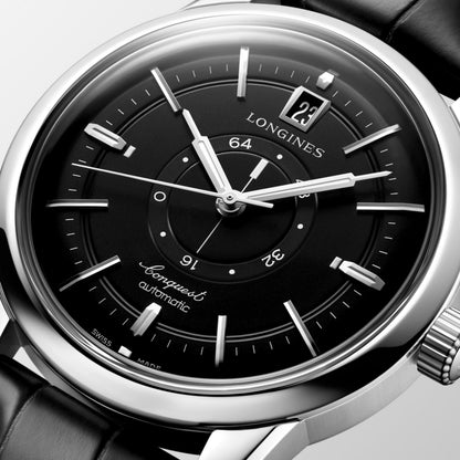 Conquest Heritage Central Power Reserve 38.00 mm Black Stainless steel L16484522 L1.648.4.52.2 detailed view