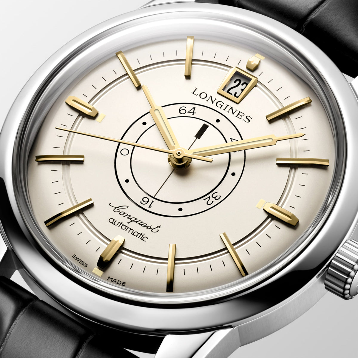 Conquest Heritage Central Power Reserve 38.00 mm Opaline Ivory Stainless steel L16484782 L1.648.4.78.2 detailed view