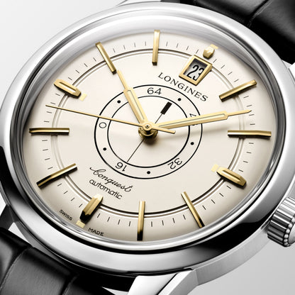 Conquest Heritage Central Power Reserve 38.00 mm Opaline Ivory Stainless steel L16484782 L1.648.4.78.2 detailed view