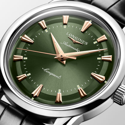 Conquest Heritage 38.00 mm Green lacquered polished Stainless steel L16494022 L1.649.4.02.2 detailed view