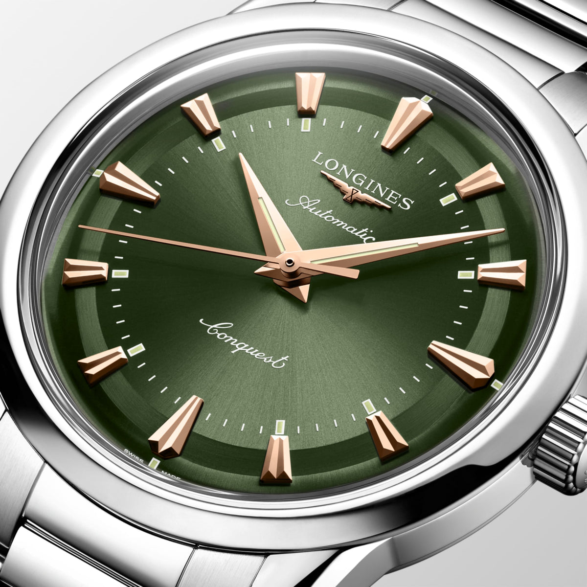 Conquest Heritage 38.00 mm Green lacquered polished Stainless steel L16494026 L1.649.4.02.6 detailed view
