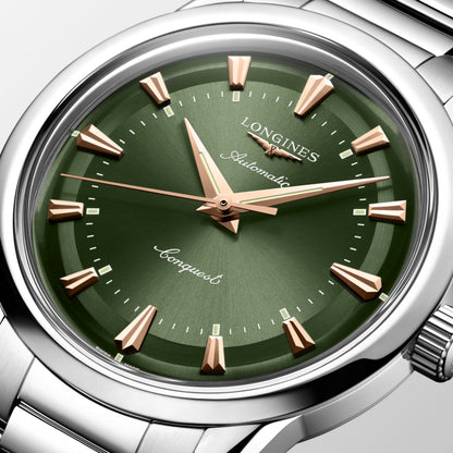 Conquest Heritage 38.00 mm Green lacquered polished Stainless steel L16494026 L1.649.4.02.6 detailed view