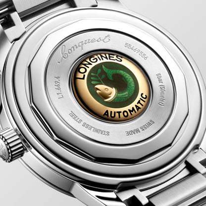 Conquest Heritage 38.00 mm Green lacquered polished Stainless steel L16494026 L1.649.4.02.6 back view