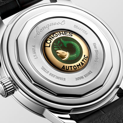 Conquest Heritage 38.00 mm Black lacquered polished Stainless steel L16494520 L1.649.4.52.0 back view