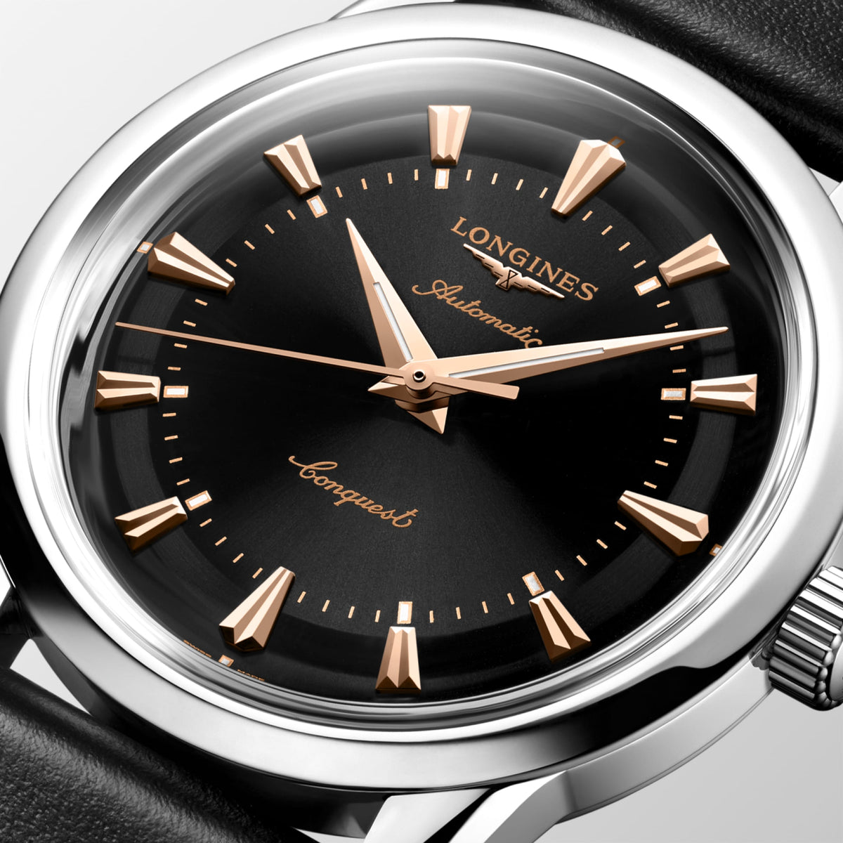 Conquest Heritage 38.00 mm Black lacquered polished Stainless steel L16494522 L1.649.4.52.2 detailed view
