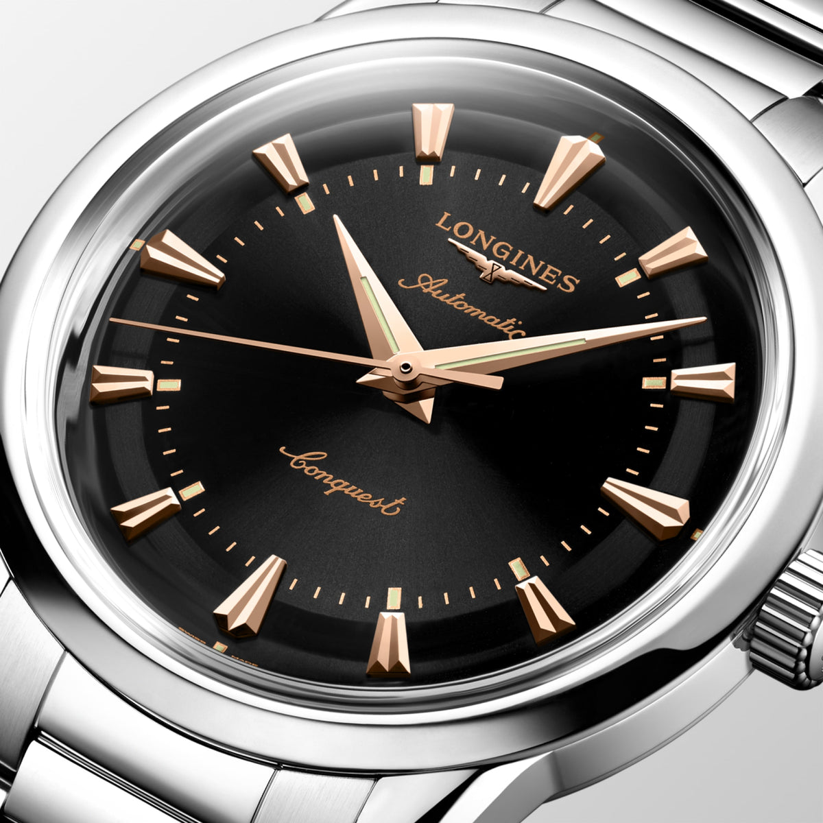 Conquest Heritage 38.00 mm Black lacquered polished Stainless steel L16494526 L1.649.4.52.6 detailed view