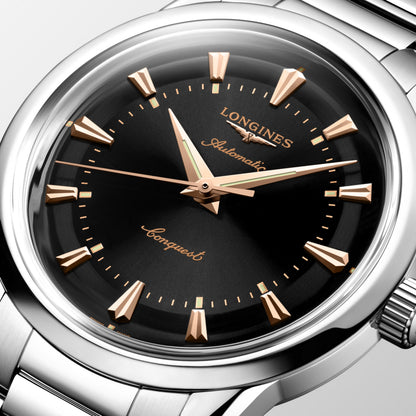 Conquest Heritage 38.00 mm Black lacquered polished Stainless steel L16494526 L1.649.4.52.6 detailed view