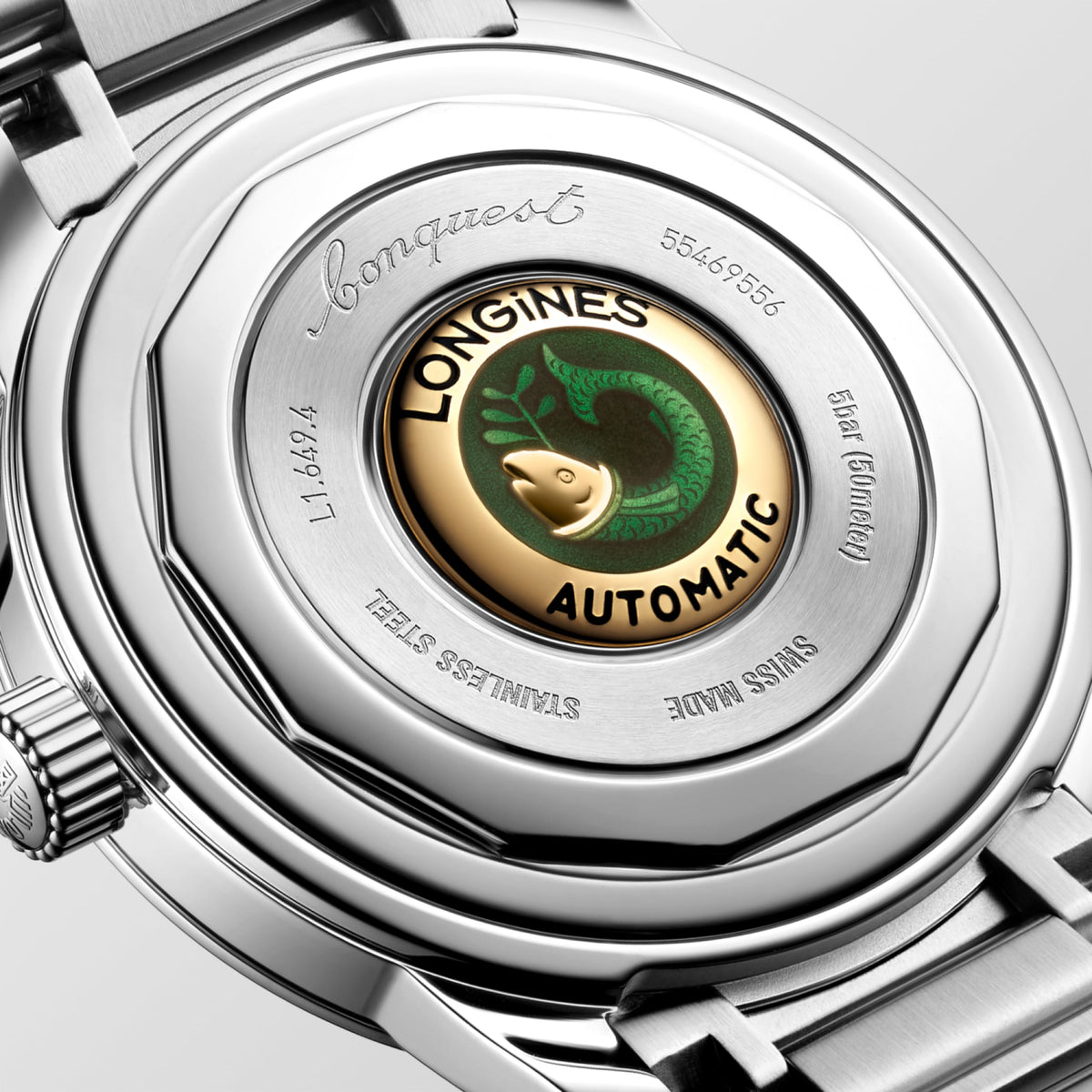 Conquest Heritage 38.00 mm Black lacquered polished Stainless steel L16494526 L1.649.4.52.6 back view