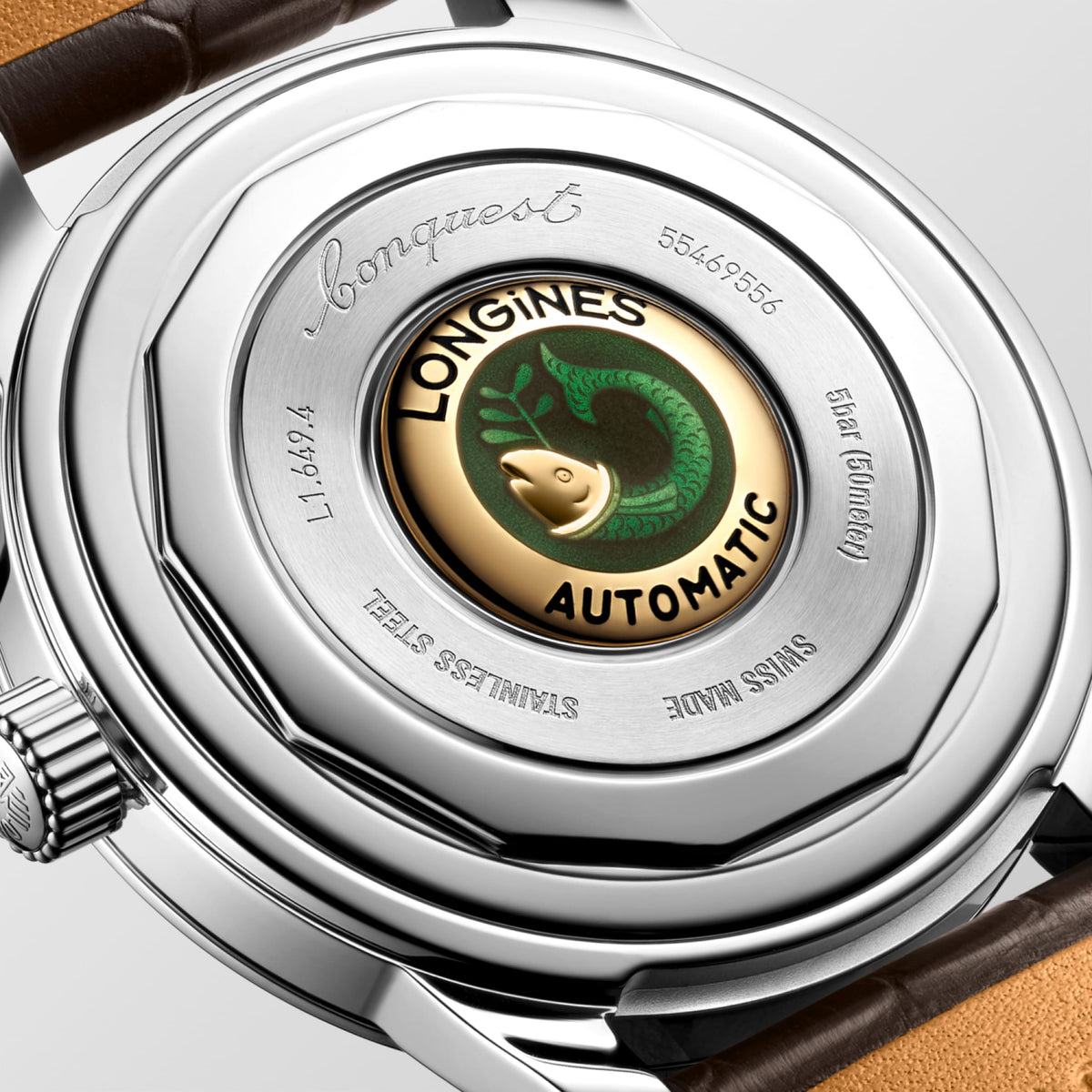 Conquest Heritage 38.00 mm Brown Stainless steel L16494622 L1.649.4.62.2 back view