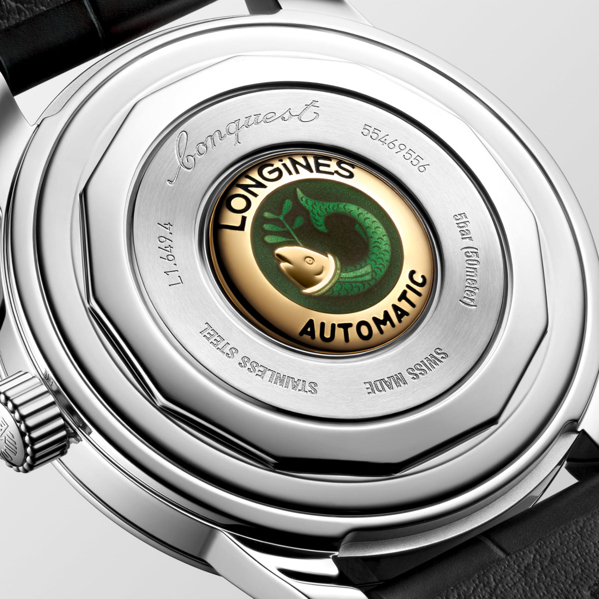 Conquest Heritage 38.00 mm Blue lacquered polished Stainless steel L16494922 L1.649.4.92.2 back view