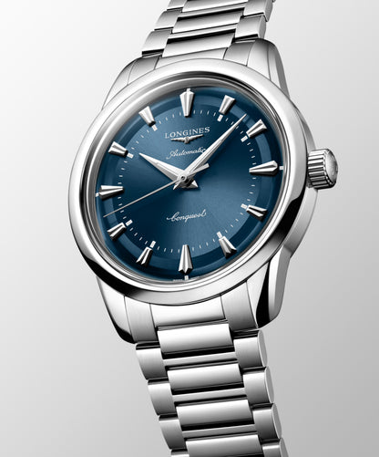 Conquest Heritage 38.00 mm Blue lacquered polished Stainless steel L16494926 L1.649.4.92.6 back view