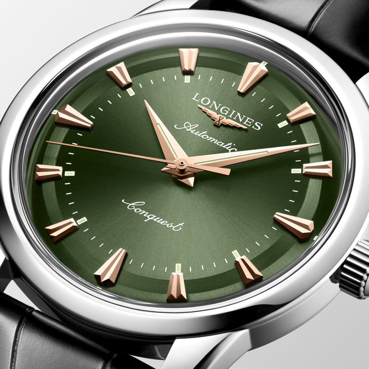 Conquest Heritage 40.00 mm Green lacquered polished Stainless steel L16504022 L1.650.4.02.2 detailed view