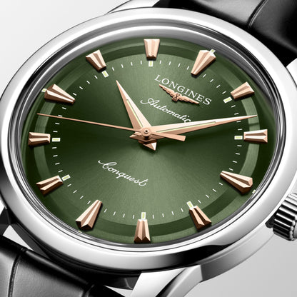 Conquest Heritage 40.00 mm Green lacquered polished Stainless steel L16504022 L1.650.4.02.2 detailed view