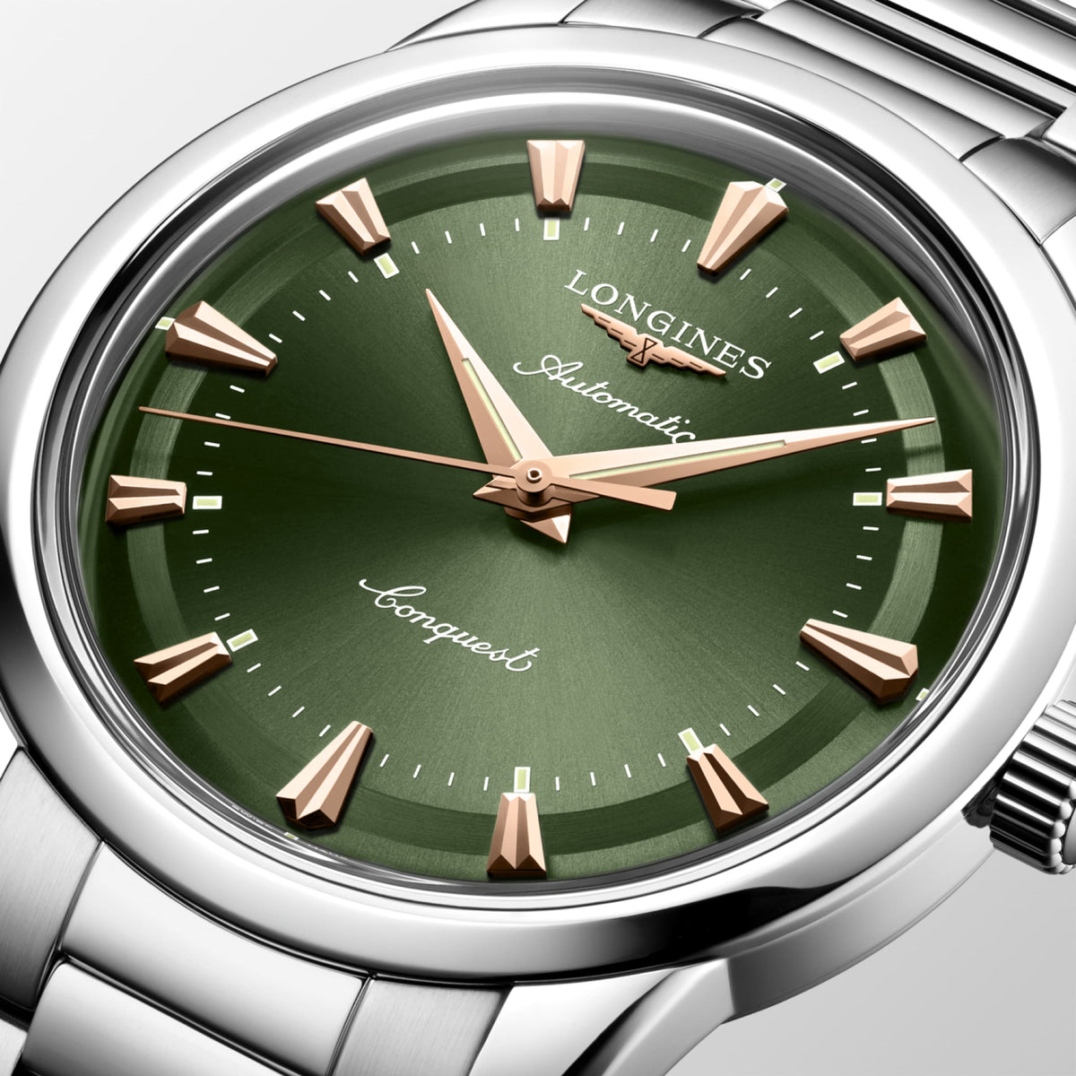 Conquest Heritage 40.00 mm Green lacquered polished Stainless steel L16504026 L1.650.4.02.6 detailed view